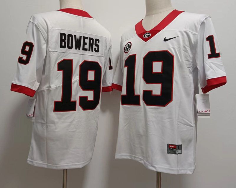 Men Georgia Bulldogs #19 Bowers White 2024 Nike Vapor NCAA Jersey style 1->->NCAA Jersey